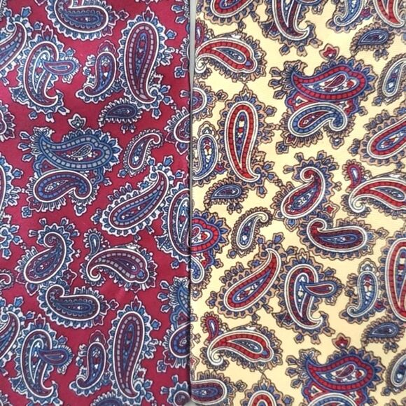 ROBERT STOCK PAISLEY SILK TIE BUNDLE RED YELLOW MAROON BLUE MEN'S OFFICE - Picture 1 of 9